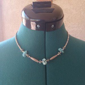 Turquoise and Silver Beaded Necklace